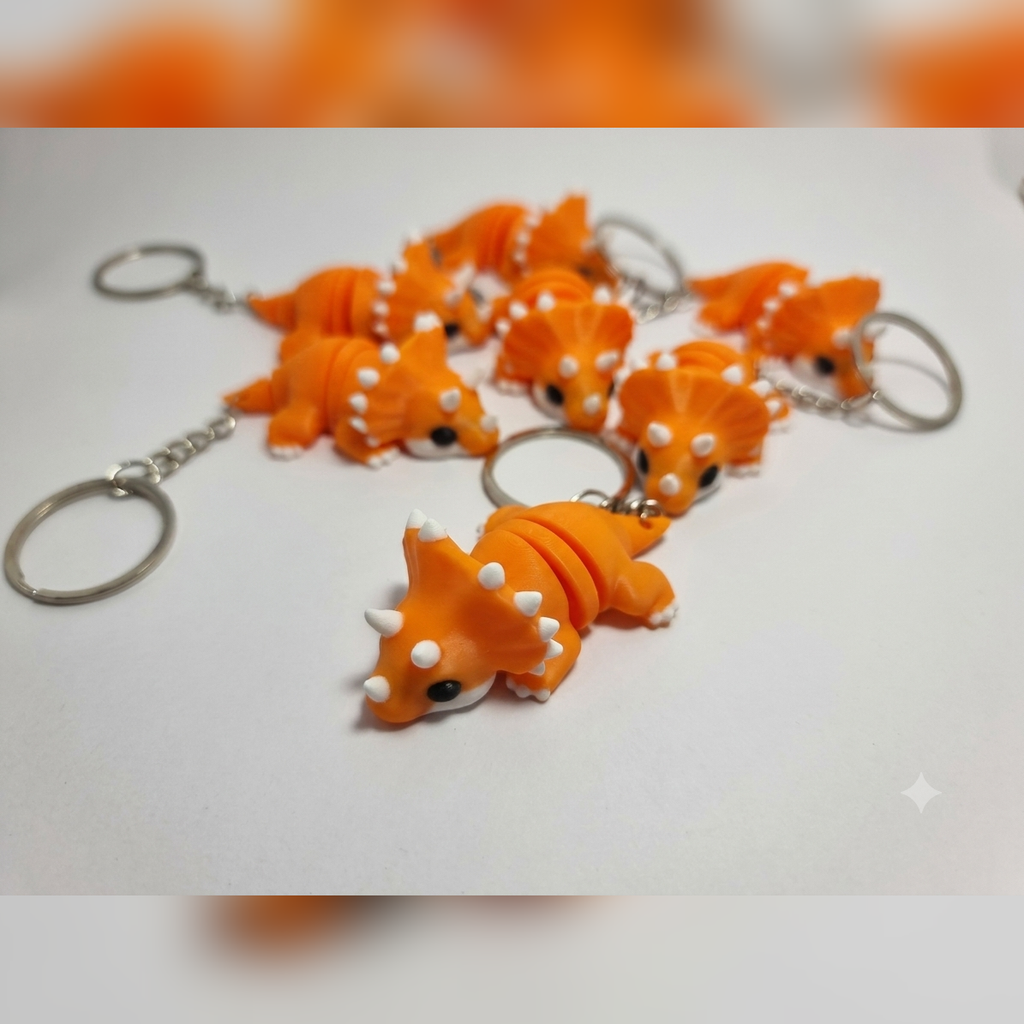 Flexi Triceratops Keychain